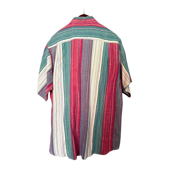 Boston Traders Colorful Striped Short Sleeve Button Down Shirt Size XL Nautical - Picture 2 of 7